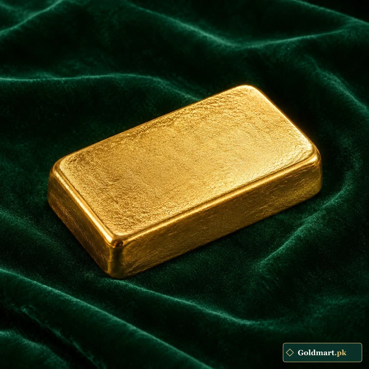 Gold Tall Cushion Bar: a thick gold-tone rectangular bullion form with cushion edges and a lightly textured blank top